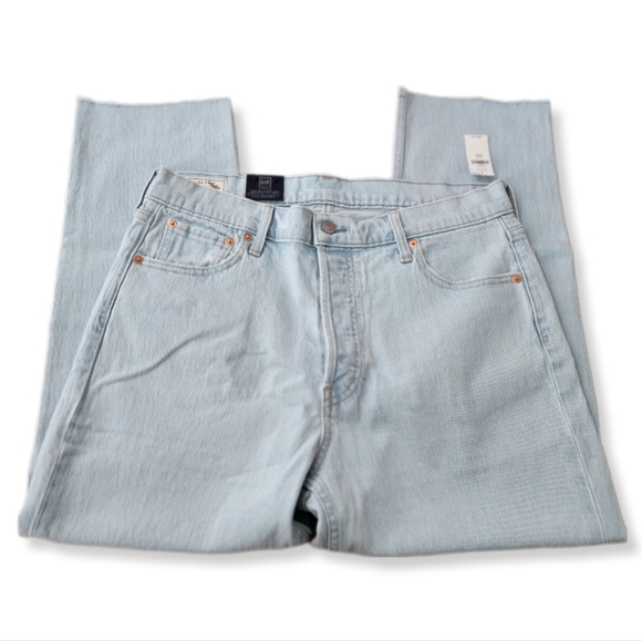 GAP Cheeky Straight High-rise Raw Edge Hem Jeans Denim Size 32/14S W-655 - Picture 4 of 9
